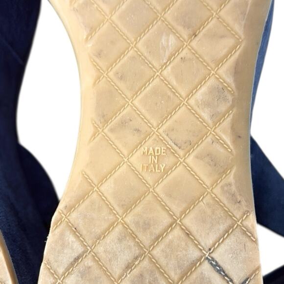 Chanel Suede Calfskin Platform Wedge Sandals Blue Size 39 - Picture 14 of 15